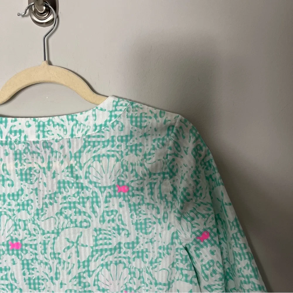 Vineyard Vines Girls Cotton Fish Print Tunic Beach Cover Up Top Size Large